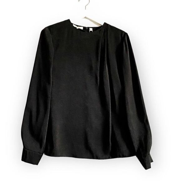 NWT Vince Black Drape Neck Tassel Blouse, Size 8 - Picture 1 of 10